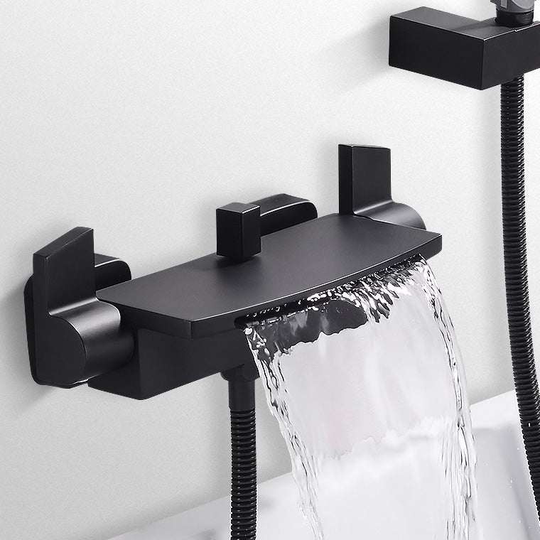 Modern Bathroom Faucet Two Handle Copper Wall Mounted Bath Faucet Trim Clearhalo 'Bathroom Remodel & Bathroom Fixtures' 'Bathtub Faucets' 'bathtub_faucets' 'Home Improvement' 'home_improvement' 'home_improvement_bathtub_faucets' 7345470