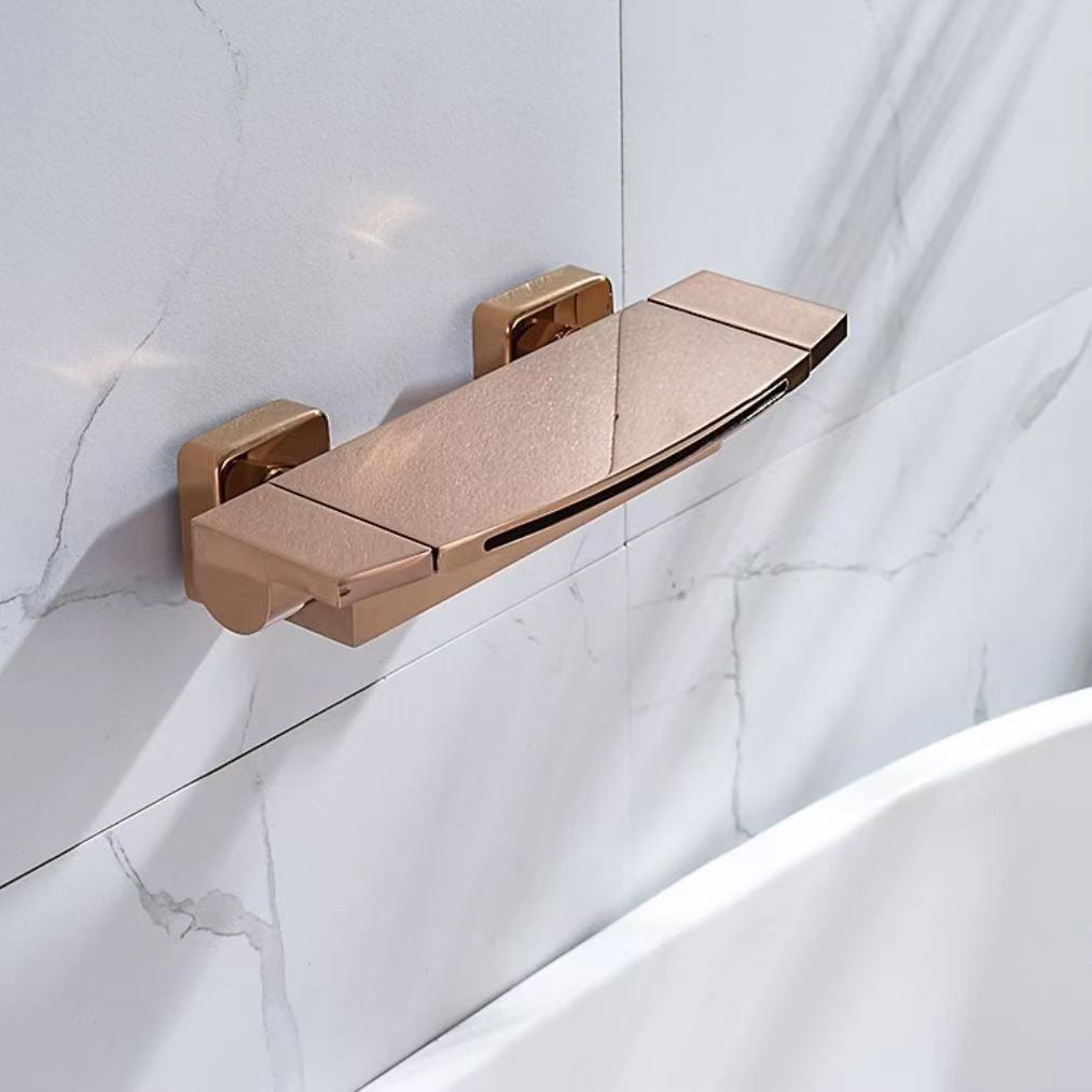 Modern Bathroom Faucet Two Handle Copper Wall Mounted Bath Faucet Trim Rose Gold Hand Shower Not Included Clearhalo 'Bathroom Remodel & Bathroom Fixtures' 'Bathtub Faucets' 'bathtub_faucets' 'Home Improvement' 'home_improvement' 'home_improvement_bathtub_faucets' 7345475