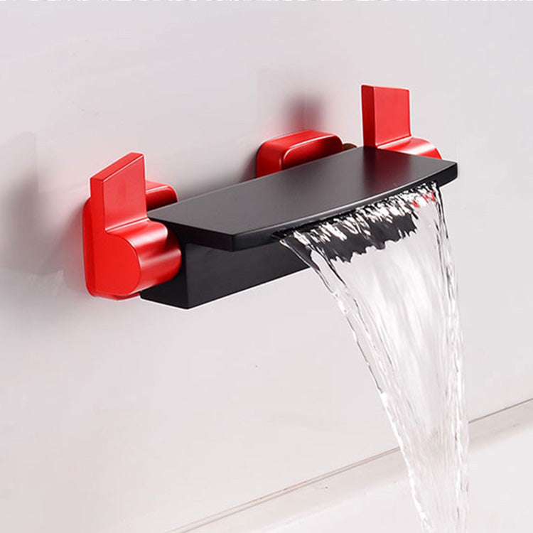 Modern Bathroom Faucet Two Handle Copper Wall Mounted Bath Faucet Trim Black-Red Hand Shower Not Included Clearhalo 'Bathroom Remodel & Bathroom Fixtures' 'Bathtub Faucets' 'bathtub_faucets' 'Home Improvement' 'home_improvement' 'home_improvement_bathtub_faucets' 7345477