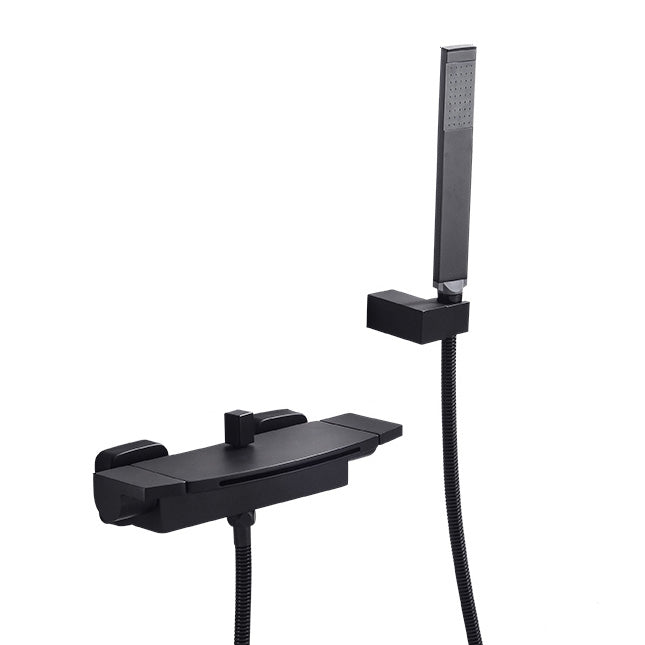 Modern Bathroom Faucet Two Handle Copper Wall Mounted Bath Faucet Trim Clearhalo 'Bathroom Remodel & Bathroom Fixtures' 'Bathtub Faucets' 'bathtub_faucets' 'Home Improvement' 'home_improvement' 'home_improvement_bathtub_faucets' 7345478