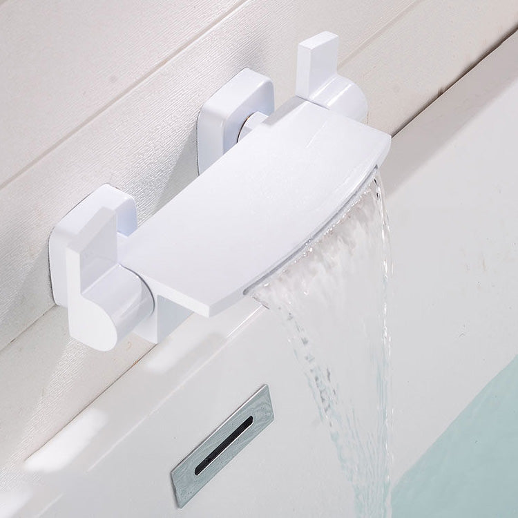 Modern Bathroom Faucet Two Handle Copper Wall Mounted Bath Faucet Trim White Hand Shower Not Included Clearhalo 'Bathroom Remodel & Bathroom Fixtures' 'Bathtub Faucets' 'bathtub_faucets' 'Home Improvement' 'home_improvement' 'home_improvement_bathtub_faucets' 7345494