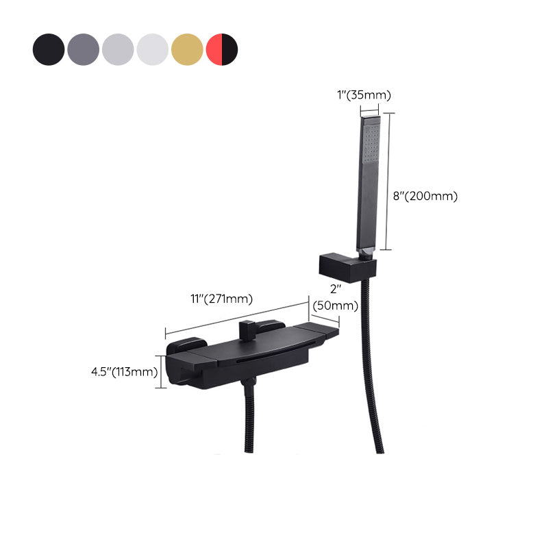 Modern Bathroom Faucet Two Handle Copper Wall Mounted Bath Faucet Trim Clearhalo 'Bathroom Remodel & Bathroom Fixtures' 'Bathtub Faucets' 'bathtub_faucets' 'Home Improvement' 'home_improvement' 'home_improvement_bathtub_faucets' 7345495