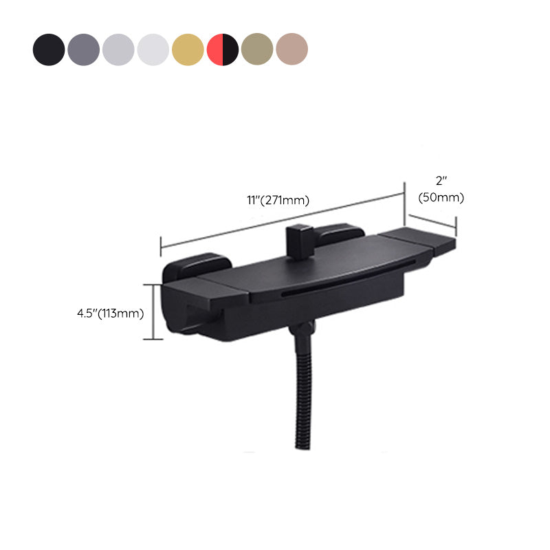 Modern Bathroom Faucet Two Handle Copper Wall Mounted Bath Faucet Trim Clearhalo 'Bathroom Remodel & Bathroom Fixtures' 'Bathtub Faucets' 'bathtub_faucets' 'Home Improvement' 'home_improvement' 'home_improvement_bathtub_faucets' 7345496