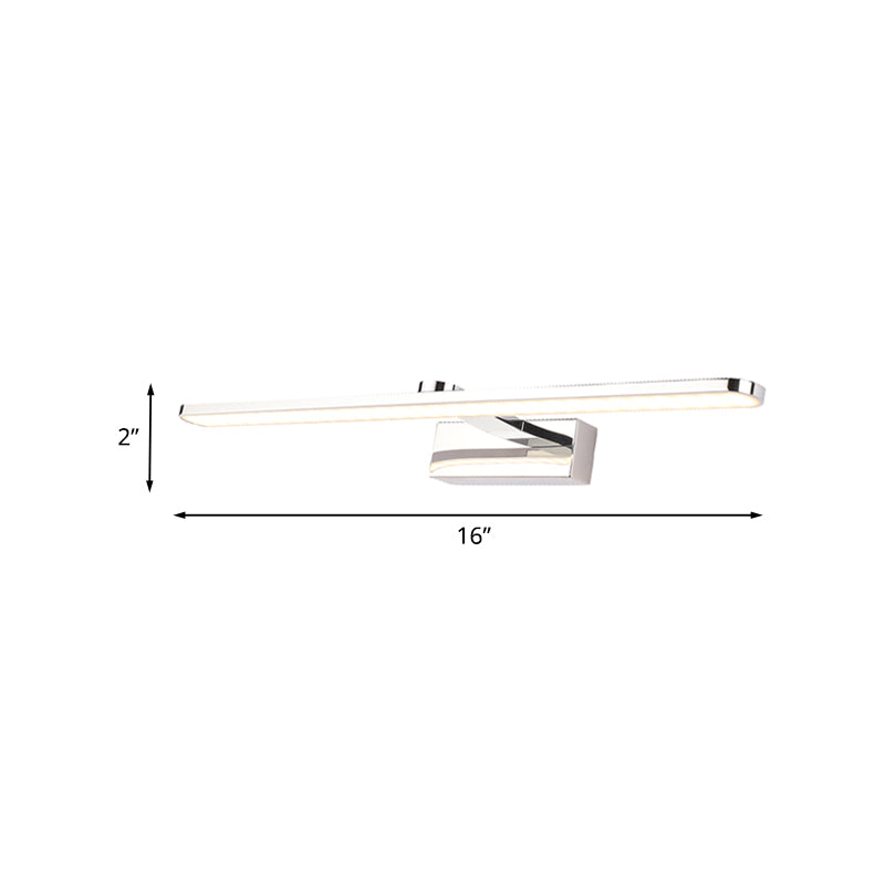 Elongated Acrylic Vanity Lighting Simple Style 16"/17"/23" L LED White Finish Wall Light Sconce for Bathroom in Warm/White Light Clearhalo 'Modern wall lights' 'Modern' 'Vanity Lights' 'Wall Lights' Lighting' 734594