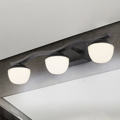 Globe Bedroom Vanity Lamp Acrylic 3 Heads Contemporary Wall Lighting in Black with Wave Design Black Clearhalo 'Cast Iron' 'Glass' 'Industrial' 'Modern wall lights' 'Modern' 'Tiffany' 'Traditional wall lights' 'Vanity Lights' 'Wall Lights' Lighting' 734609