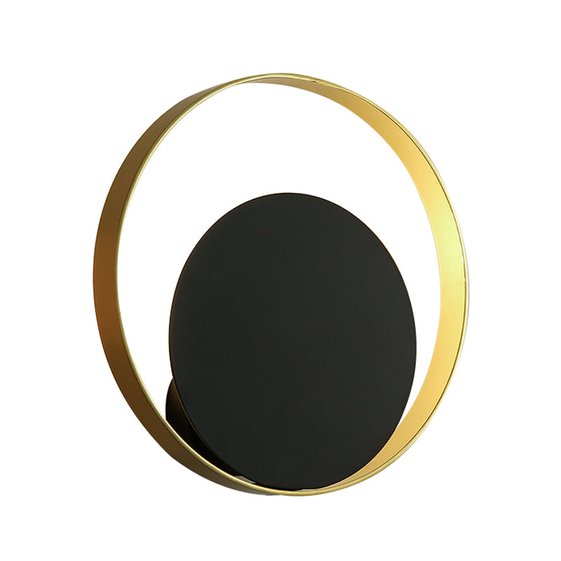 Metallic Round Sconce Light Fixture Modernist 1-Head LED Wall Lamp in Black and Gold for Corner Clearhalo 'Cast Iron' 'Glass' 'Industrial' 'Modern wall lights' 'Modern' 'Tiffany' 'Traditional wall lights' 'Wall Lamps & Sconces' 'Wall Lights' Lighting' 734702