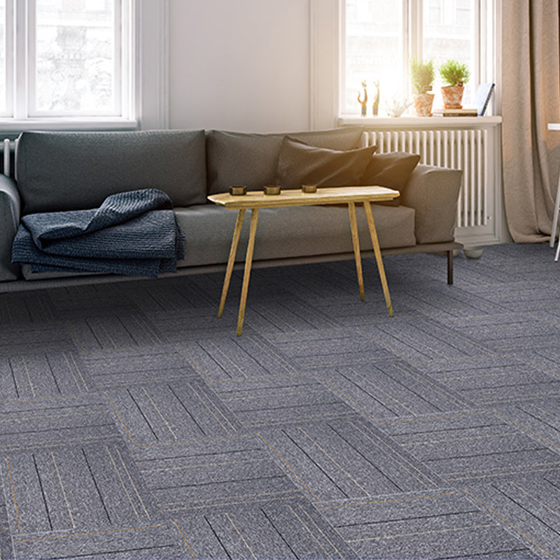 Modern Carpet Tiles Self Adhesive Level Loop Fire Resistant Tiles and Carpet Light Gray Striped 20-Piece Set Clearhalo 'Carpet Tiles & Carpet Squares' 'carpet_tiles_carpet_squares' 'Flooring 'Home Improvement' 'home_improvement' 'home_improvement_carpet_tiles_carpet_squares' Walls and Ceiling' 7347045