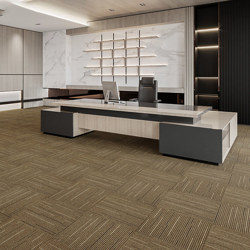 Modern Carpet Tiles Self Adhesive Level Loop Fire Resistant Tiles and Carpet Khaki 20-Piece Set Clearhalo 'Carpet Tiles & Carpet Squares' 'carpet_tiles_carpet_squares' 'Flooring 'Home Improvement' 'home_improvement' 'home_improvement_carpet_tiles_carpet_squares' Walls and Ceiling' 7347051