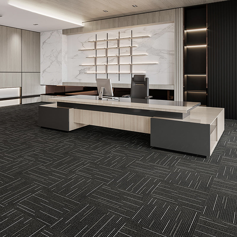 Modern Carpet Tiles Self Adhesive Level Loop Fire Resistant Tiles and Carpet Black 20-Piece Set Clearhalo 'Carpet Tiles & Carpet Squares' 'carpet_tiles_carpet_squares' 'Flooring 'Home Improvement' 'home_improvement' 'home_improvement_carpet_tiles_carpet_squares' Walls and Ceiling' 7347057