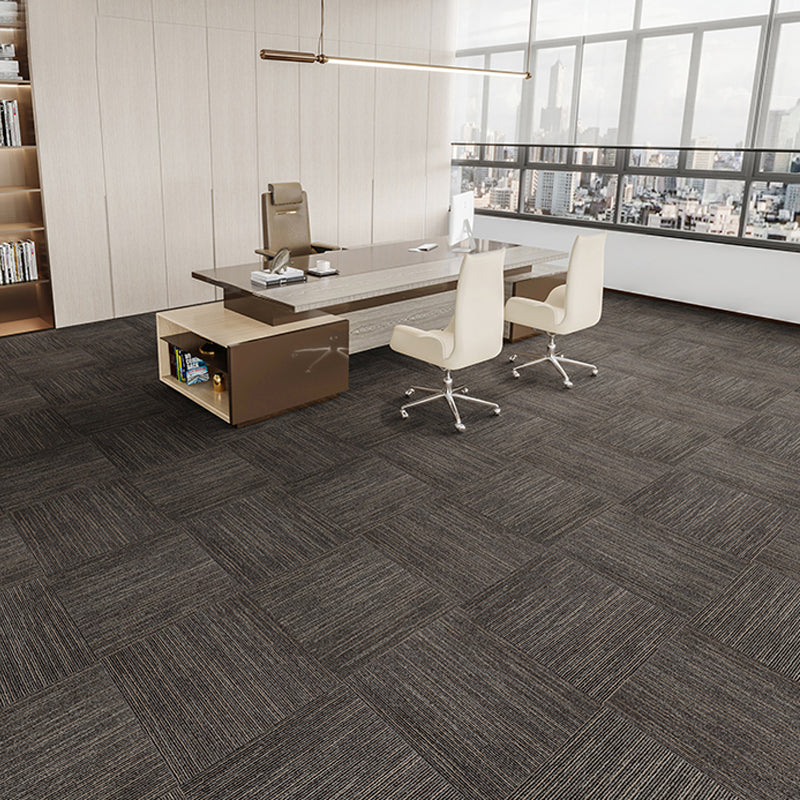 Modern Carpet Tiles Self Adhesive Level Loop Fire Resistant Tiles and Carpet Chocolate 20-Piece Set Asphalt Clearhalo 'Carpet Tiles & Carpet Squares' 'carpet_tiles_carpet_squares' 'Flooring 'Home Improvement' 'home_improvement' 'home_improvement_carpet_tiles_carpet_squares' Walls and Ceiling' 7347060
