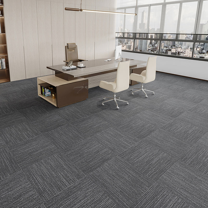 Modern Carpet Tiles Self Adhesive Level Loop Fire Resistant Tiles and Carpet Medium Grey 20-Piece Set Asphalt Clearhalo 'Carpet Tiles & Carpet Squares' 'carpet_tiles_carpet_squares' 'Flooring 'Home Improvement' 'home_improvement' 'home_improvement_carpet_tiles_carpet_squares' Walls and Ceiling' 7347061