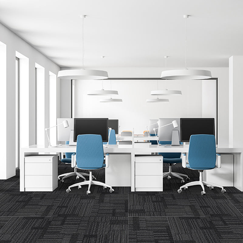 Modern Carpet Tiles Self Adhesive Level Loop Fire Resistant Tiles and Carpet Matte Black 20-Piece Set Clearhalo 'Carpet Tiles & Carpet Squares' 'carpet_tiles_carpet_squares' 'Flooring 'Home Improvement' 'home_improvement' 'home_improvement_carpet_tiles_carpet_squares' Walls and Ceiling' 7347063