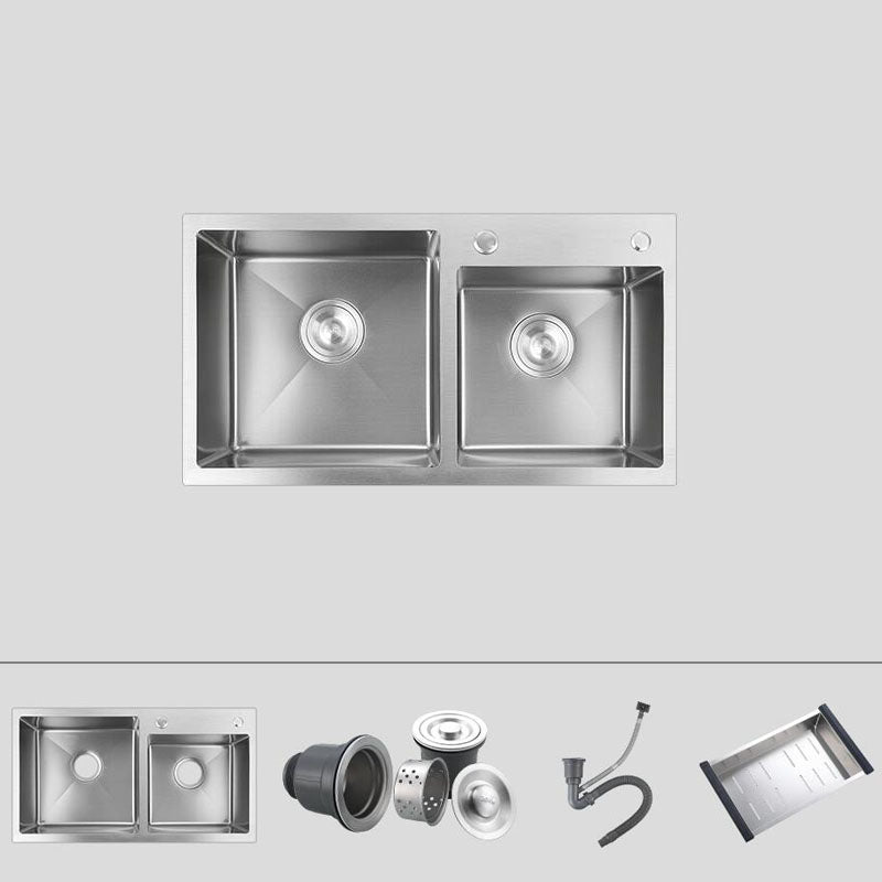 Modern Kitchen Sink Rectangular Stainless Sink with Kitchen Pull-out Faucet Sink Only None Clearhalo 'Home Improvement' 'home_improvement' 'home_improvement_kitchen_sinks' 'Kitchen Remodel & Kitchen Fixtures' 'Kitchen Sinks & Faucet Components' 'Kitchen Sinks' 'kitchen_sinks' 7347089
