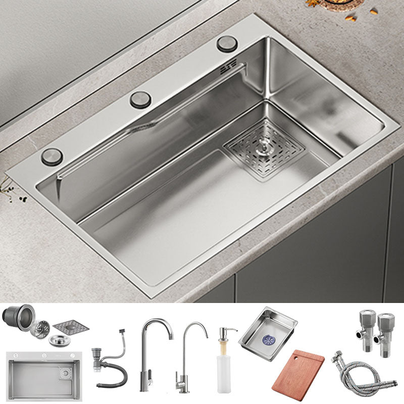 Modern Kitchen Sink Stainless Rectangular Water Purification Sink with Faucet Sink with Faucet Round Faucet Clearhalo 'Home Improvement' 'home_improvement' 'home_improvement_kitchen_sinks' 'Kitchen Remodel & Kitchen Fixtures' 'Kitchen Sinks & Faucet Components' 'Kitchen Sinks' 'kitchen_sinks' 7347109