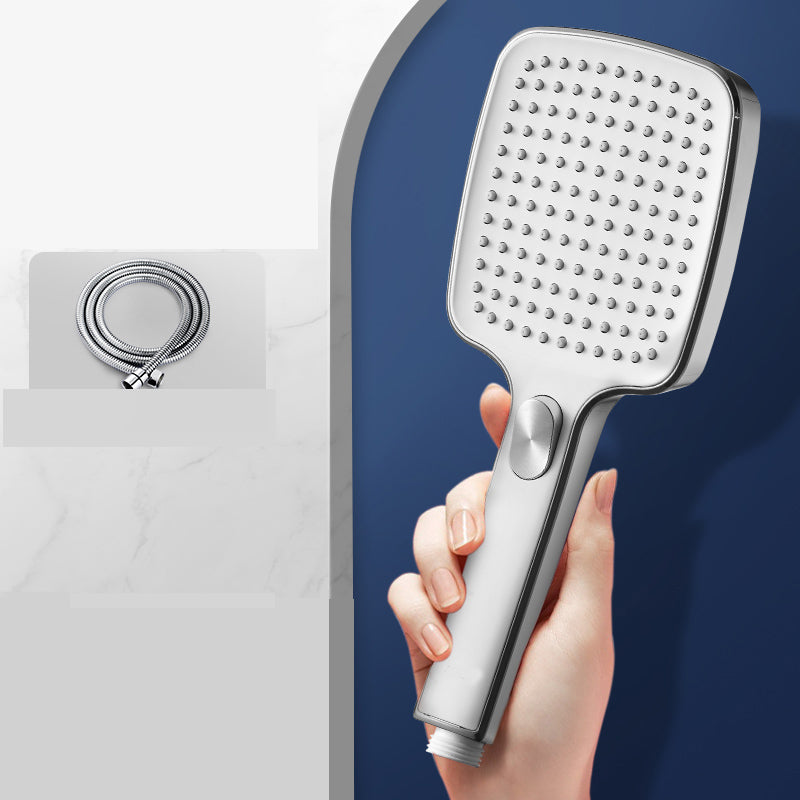 Modern Self-Cleaning Hand Shower Adjustable Spray Pattern Wall-Mount Showerhead Square Silver Shower Head with Hose Clearhalo 'Bathroom Remodel & Bathroom Fixtures' 'Home Improvement' 'home_improvement' 'home_improvement_shower_heads' 'Shower Heads' 'shower_heads' 'Showers & Bathtubs Plumbing' 'Showers & Bathtubs' 7347209