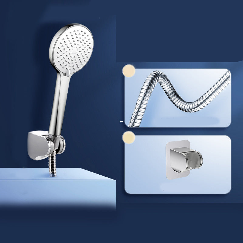 Round Self-Cleaning Hand Shower Adjustable Water Flow Wall-Mount Hand Shower Silver Shower Heads & Hose & Wall pedestal 3 Clearhalo 'Bathroom Remodel & Bathroom Fixtures' 'Home Improvement' 'home_improvement' 'home_improvement_shower_heads' 'Shower Heads' 'shower_heads' 'Showers & Bathtubs Plumbing' 'Showers & Bathtubs' 7347218