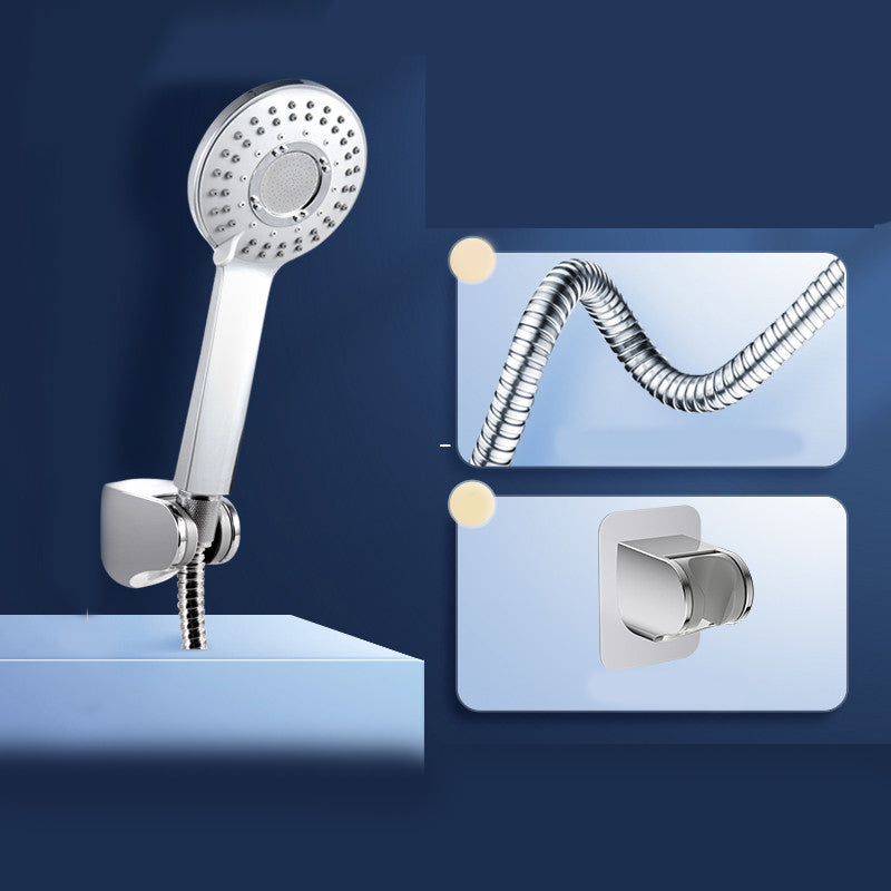 Round Self-Cleaning Hand Shower Adjustable Water Flow Wall-Mount Hand Shower White Silver Shower Heads & Hose & Wall pedestal 3 Clearhalo 'Bathroom Remodel & Bathroom Fixtures' 'Home Improvement' 'home_improvement' 'home_improvement_shower_heads' 'Shower Heads' 'shower_heads' 'Showers & Bathtubs Plumbing' 'Showers & Bathtubs' 7347223