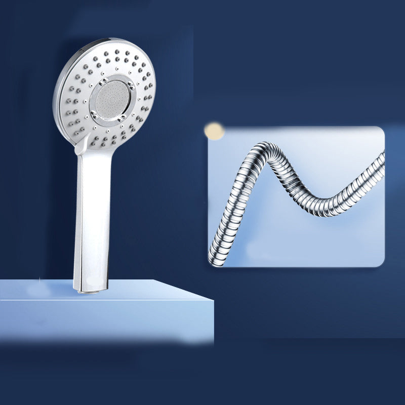 Round Self-Cleaning Hand Shower Adjustable Water Flow Wall-Mount Hand Shower White Silver Shower Head with Hose 3 Clearhalo 'Bathroom Remodel & Bathroom Fixtures' 'Home Improvement' 'home_improvement' 'home_improvement_shower_heads' 'Shower Heads' 'shower_heads' 'Showers & Bathtubs Plumbing' 'Showers & Bathtubs' 7347228