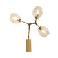 Metal Branch Sconce Light Fixture Post Modern 3 Bulbs Wall Lamp in Gold with Bud Dimpled Clear Glass Shade Clearhalo 'Cast Iron' 'Glass' 'Industrial' 'Modern wall lights' 'Modern' 'Tiffany' 'Traditional wall lights' 'Wall Lamps & Sconces' 'Wall Lights' Lighting' 734727