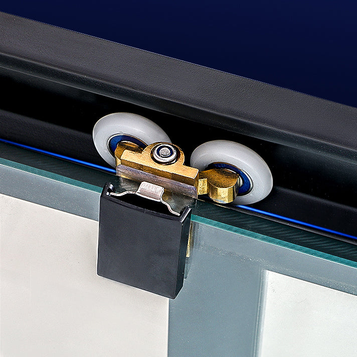 Black Single Sliding Shower Door Framed Tempered Shower Doors Clearhalo 'Bathroom Remodel & Bathroom Fixtures' 'Home Improvement' 'home_improvement' 'home_improvement_shower_tub_doors' 'Shower and Tub Doors' 'shower_tub_doors' 'Showers & Bathtubs' 7347284