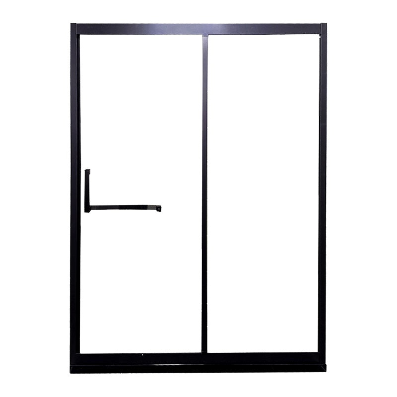 Black Single Sliding Shower Door Framed Tempered Shower Doors Black Right Clearhalo 'Bathroom Remodel & Bathroom Fixtures' 'Home Improvement' 'home_improvement' 'home_improvement_shower_tub_doors' 'Shower and Tub Doors' 'shower_tub_doors' 'Showers & Bathtubs' 7347295