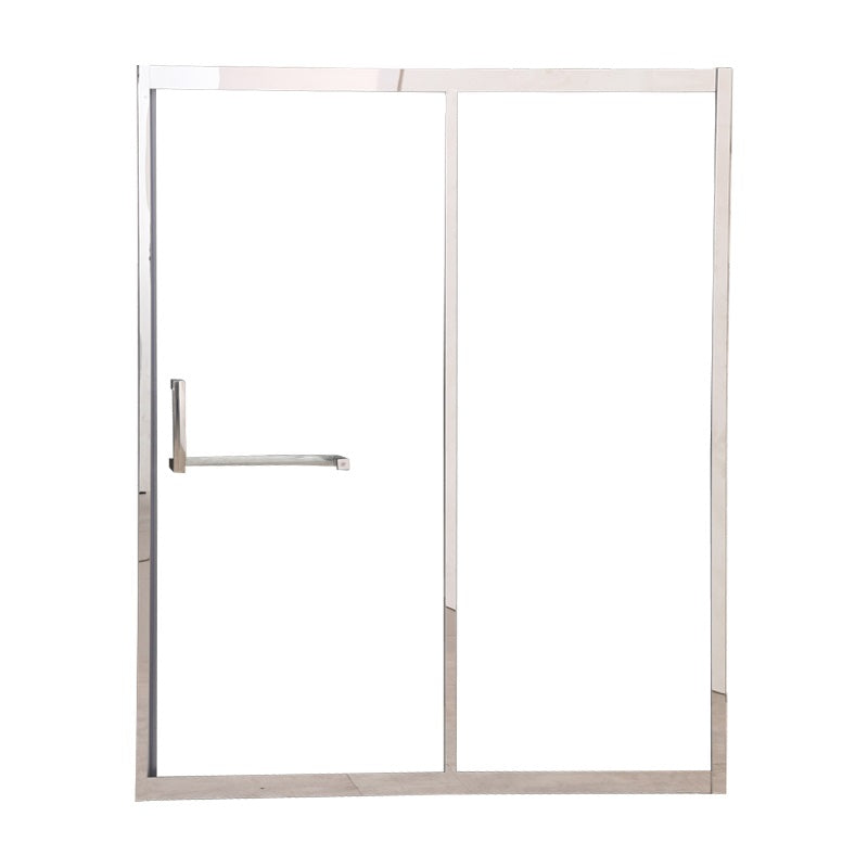 Black Single Sliding Shower Door Framed Tempered Shower Doors Silver Right Clearhalo 'Bathroom Remodel & Bathroom Fixtures' 'Home Improvement' 'home_improvement' 'home_improvement_shower_tub_doors' 'Shower and Tub Doors' 'shower_tub_doors' 'Showers & Bathtubs' 7347296