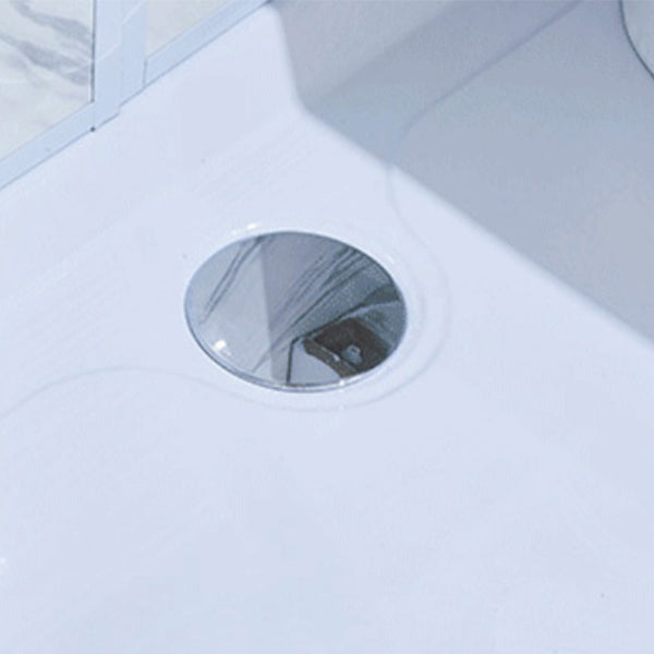 Framed White Shower Stall Square Frosted Corner Shower Kit with Base Included Clearhalo 'Bathroom Remodel & Bathroom Fixtures' 'Home Improvement' 'home_improvement' 'home_improvement_shower_stalls_enclosures' 'Shower Stalls & Enclosures' 'shower_stalls_enclosures' 'Showers & Bathtubs' 7347362