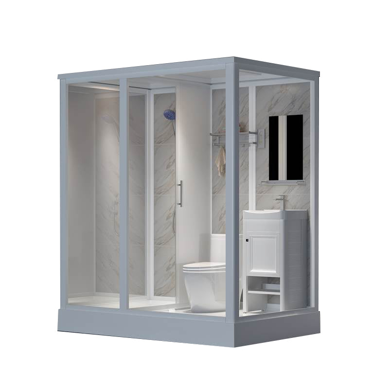 Framed White Shower Stall Square Frosted Corner Shower Kit with Base Included Clearhalo 'Bathroom Remodel & Bathroom Fixtures' 'Home Improvement' 'home_improvement' 'home_improvement_shower_stalls_enclosures' 'Shower Stalls & Enclosures' 'shower_stalls_enclosures' 'Showers & Bathtubs' 7347366