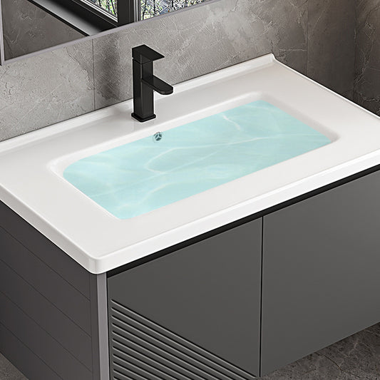 Modern Gray Metal Base Vanity Single-Sink Rectangular Wall Mount Vanity Set Clearhalo 'Bathroom Remodel & Bathroom Fixtures' 'Bathroom Vanities' 'bathroom_vanities' 'Home Improvement' 'home_improvement' 'home_improvement_bathroom_vanities' 7347452