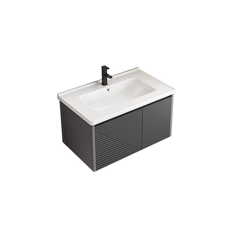 Modern Gray Metal Base Vanity Single-Sink Rectangular Wall Mount Vanity Set Vanity & Faucet Mirror Not Included Clearhalo 'Bathroom Remodel & Bathroom Fixtures' 'Bathroom Vanities' 'bathroom_vanities' 'Home Improvement' 'home_improvement' 'home_improvement_bathroom_vanities' 7347462