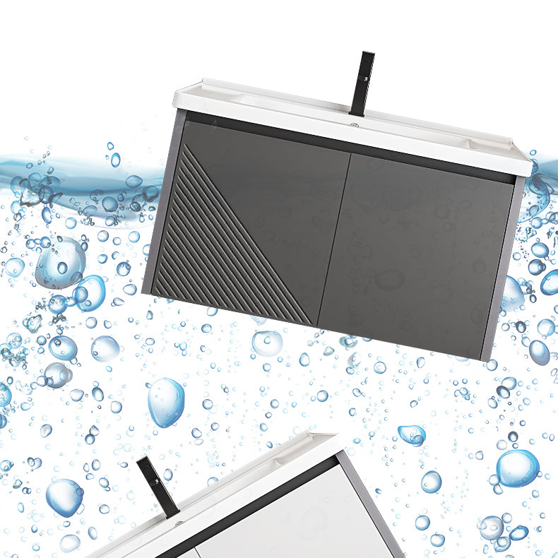 Modern Gray Metal Base Vanity Single-Sink Rectangular Wall Mount Vanity Set Clearhalo 'Bathroom Remodel & Bathroom Fixtures' 'Bathroom Vanities' 'bathroom_vanities' 'Home Improvement' 'home_improvement' 'home_improvement_bathroom_vanities' 7347465