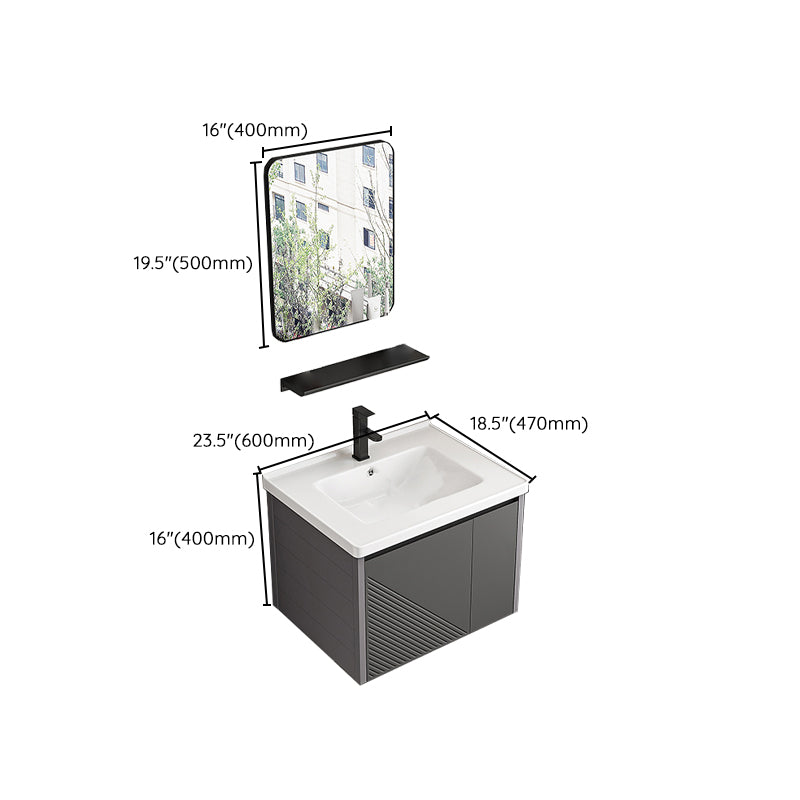 Modern Gray Metal Base Vanity Single-Sink Rectangular Wall Mount Vanity Set Clearhalo 'Bathroom Remodel & Bathroom Fixtures' 'Bathroom Vanities' 'bathroom_vanities' 'Home Improvement' 'home_improvement' 'home_improvement_bathroom_vanities' 7347469