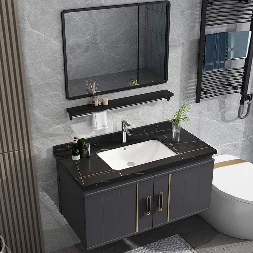 Modern Bathroom Vanity Set Wall Mount Bathroom Sink Vanity with Mirror Clearhalo 'Bathroom Remodel & Bathroom Fixtures' 'Bathroom Vanities' 'bathroom_vanities' 'Home Improvement' 'home_improvement' 'home_improvement_bathroom_vanities' 7347478