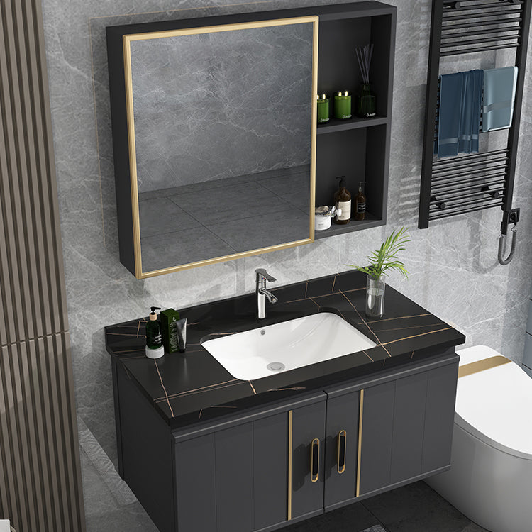 Modern Bathroom Vanity Set Wall Mount Bathroom Sink Vanity with Mirror Clearhalo 'Bathroom Remodel & Bathroom Fixtures' 'Bathroom Vanities' 'bathroom_vanities' 'Home Improvement' 'home_improvement' 'home_improvement_bathroom_vanities' 7347481
