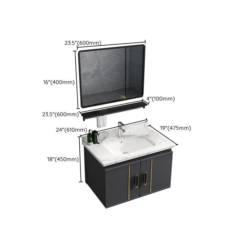 Modern Bathroom Vanity Set Wall Mount Bathroom Sink Vanity with Mirror Clearhalo 'Bathroom Remodel & Bathroom Fixtures' 'Bathroom Vanities' 'bathroom_vanities' 'Home Improvement' 'home_improvement' 'home_improvement_bathroom_vanities' 7347500