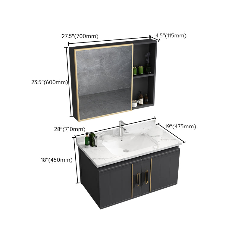 Modern Bathroom Vanity Set Wall Mount Bathroom Sink Vanity with Mirror Clearhalo 'Bathroom Remodel & Bathroom Fixtures' 'Bathroom Vanities' 'bathroom_vanities' 'Home Improvement' 'home_improvement' 'home_improvement_bathroom_vanities' 7347508