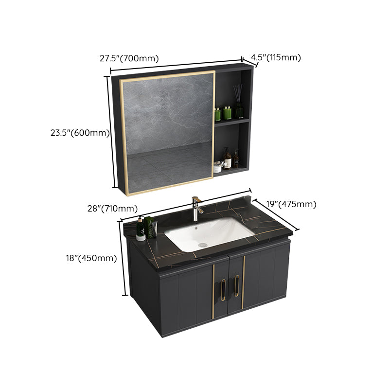 Modern Bathroom Vanity Set Wall Mount Bathroom Sink Vanity with Mirror Clearhalo 'Bathroom Remodel & Bathroom Fixtures' 'Bathroom Vanities' 'bathroom_vanities' 'Home Improvement' 'home_improvement' 'home_improvement_bathroom_vanities' 7347509