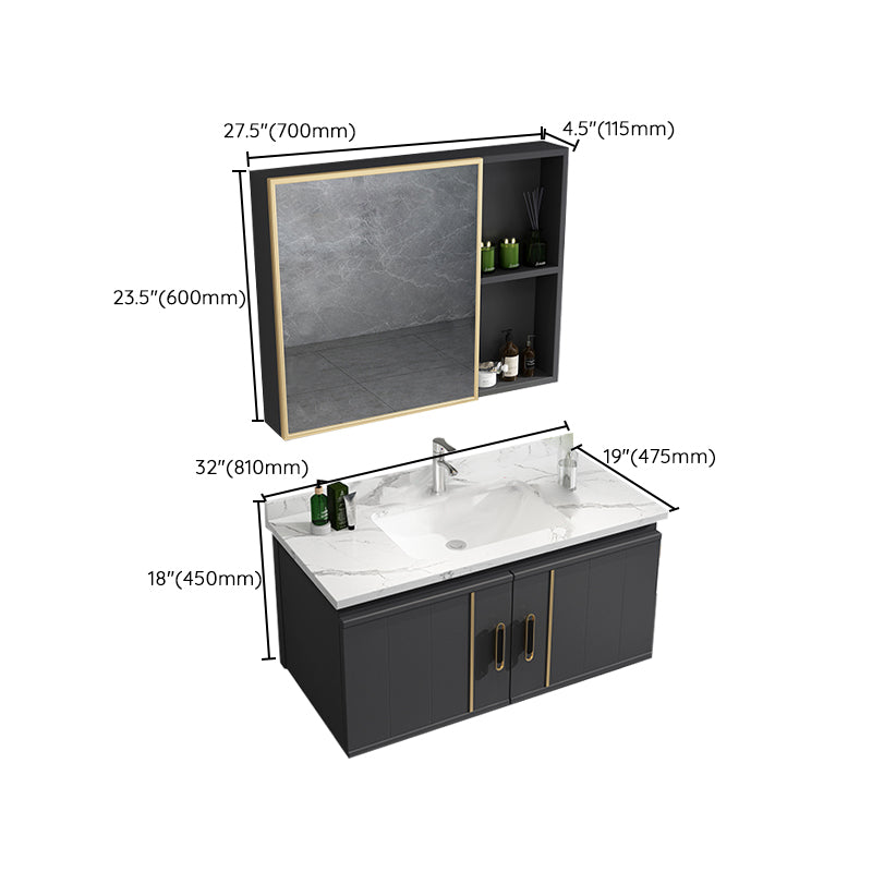 Modern Bathroom Vanity Set Wall Mount Bathroom Sink Vanity with Mirror Clearhalo 'Bathroom Remodel & Bathroom Fixtures' 'Bathroom Vanities' 'bathroom_vanities' 'Home Improvement' 'home_improvement' 'home_improvement_bathroom_vanities' 7347510