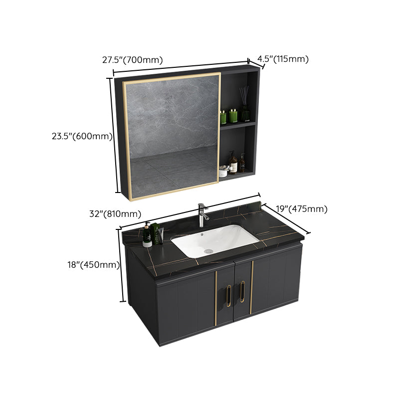 Modern Bathroom Vanity Set Wall Mount Bathroom Sink Vanity with Mirror Clearhalo 'Bathroom Remodel & Bathroom Fixtures' 'Bathroom Vanities' 'bathroom_vanities' 'Home Improvement' 'home_improvement' 'home_improvement_bathroom_vanities' 7347511