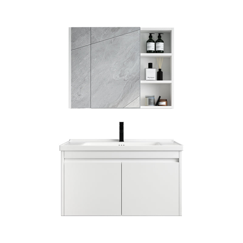 Mid Century Modern Bathroom Vanity Wall Mount Bathroom Sink Vanity with Mirror Clearhalo 'Bathroom Remodel & Bathroom Fixtures' 'Bathroom Vanities' 'bathroom_vanities' 'Home Improvement' 'home_improvement' 'home_improvement_bathroom_vanities' 7347520