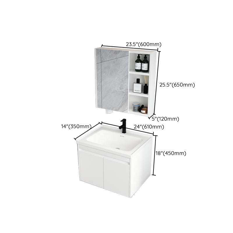 Mid Century Modern Bathroom Vanity Wall Mount Bathroom Sink Vanity with Mirror Clearhalo 'Bathroom Remodel & Bathroom Fixtures' 'Bathroom Vanities' 'bathroom_vanities' 'Home Improvement' 'home_improvement' 'home_improvement_bathroom_vanities' 7347536