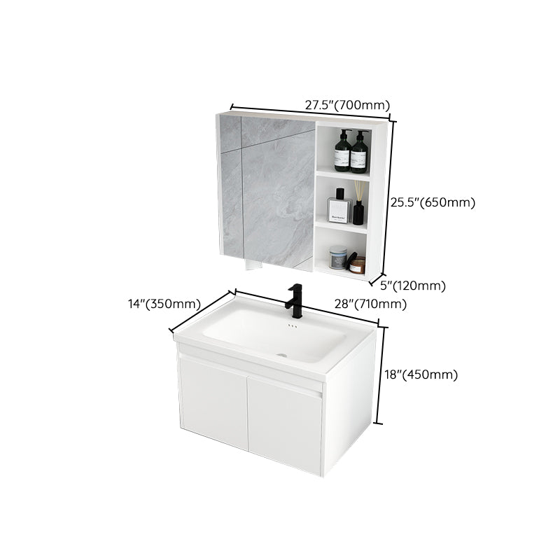 Mid Century Modern Bathroom Vanity Wall Mount Bathroom Sink Vanity with Mirror Clearhalo 'Bathroom Remodel & Bathroom Fixtures' 'Bathroom Vanities' 'bathroom_vanities' 'Home Improvement' 'home_improvement' 'home_improvement_bathroom_vanities' 7347538