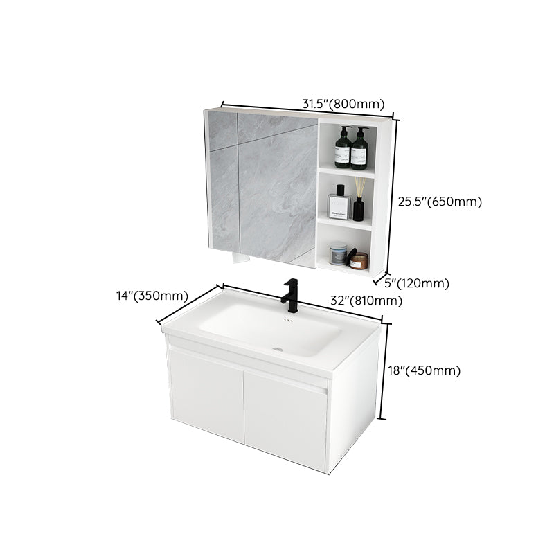 Mid Century Modern Bathroom Vanity Wall Mount Bathroom Sink Vanity with Mirror Clearhalo 'Bathroom Remodel & Bathroom Fixtures' 'Bathroom Vanities' 'bathroom_vanities' 'Home Improvement' 'home_improvement' 'home_improvement_bathroom_vanities' 7347540