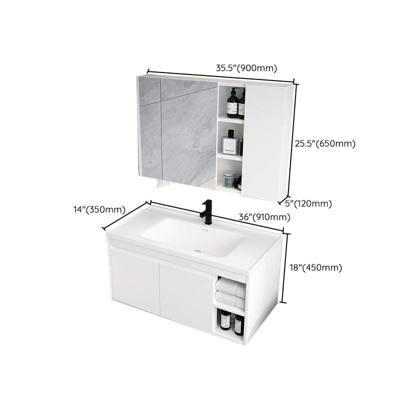 Mid Century Modern Bathroom Vanity Wall Mount Bathroom Sink Vanity with Mirror Clearhalo 'Bathroom Remodel & Bathroom Fixtures' 'Bathroom Vanities' 'bathroom_vanities' 'Home Improvement' 'home_improvement' 'home_improvement_bathroom_vanities' 7347542
