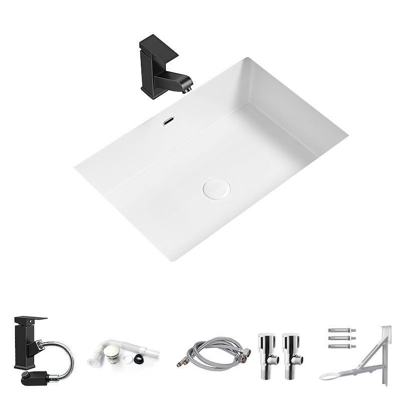 Modern Undermount Bathroom Sink Porcelain with Faucet Wash Stand 23.6"L x 15.7"W x 7.5"H Pull Out Faucet Sink with Faucet Clearhalo 'Bathroom Remodel & Bathroom Fixtures' 'Bathroom Sinks & Faucet Components' 'Bathroom Sinks' 'bathroom_sink' 'Home Improvement' 'home_improvement' 'home_improvement_bathroom_sink' 7347586