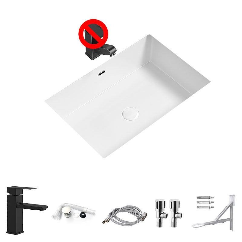 Modern Undermount Bathroom Sink Porcelain with Faucet Wash Stand 23.6"L x 15.7"W x 7.5"H Cold and Hot Faucet Sink with Faucet Clearhalo 'Bathroom Remodel & Bathroom Fixtures' 'Bathroom Sinks & Faucet Components' 'Bathroom Sinks' 'bathroom_sink' 'Home Improvement' 'home_improvement' 'home_improvement_bathroom_sink' 7347588