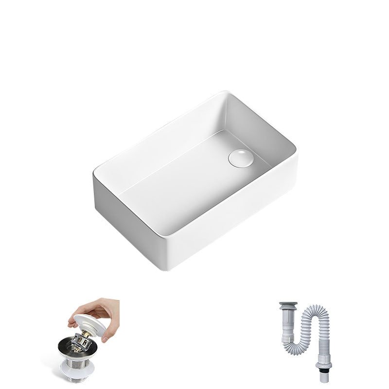 Traditional Vessel Bathroom Sink Porcelain with Pop-Up Drain Basin Sink 19"L x 12"W x 5"H Sink Clearhalo 'Bathroom Remodel & Bathroom Fixtures' 'Bathroom Sinks & Faucet Components' 'Bathroom Sinks' 'bathroom_sink' 'Home Improvement' 'home_improvement' 'home_improvement_bathroom_sink' 7347649