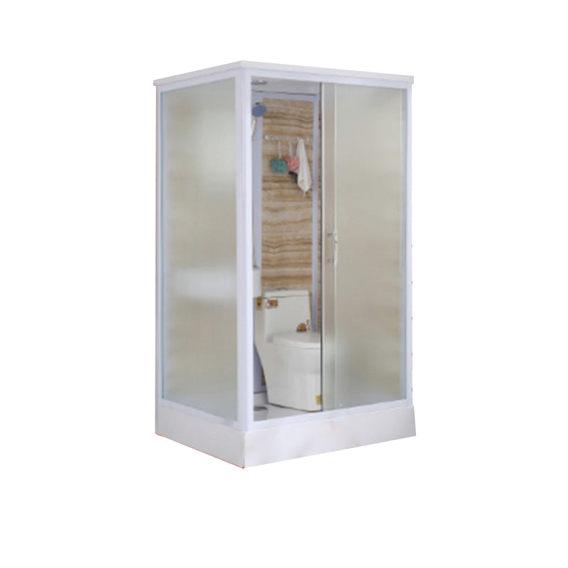 Framed Single Sliding Frosted Shower Kit Rectangle White Shower Stall 39"L x 47"W x 85"H Front Opening Clearhalo 'Bathroom Remodel & Bathroom Fixtures' 'Home Improvement' 'home_improvement' 'home_improvement_shower_stalls_enclosures' 'Shower Stalls & Enclosures' 'shower_stalls_enclosures' 'Showers & Bathtubs' 7347776