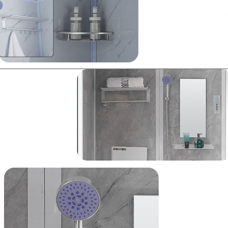 Single Sliding Frosted Shower Kit Rectangle White Shower Stall Clearhalo 'Bathroom Remodel & Bathroom Fixtures' 'Home Improvement' 'home_improvement' 'home_improvement_shower_stalls_enclosures' 'Shower Stalls & Enclosures' 'shower_stalls_enclosures' 'Showers & Bathtubs' 7347801