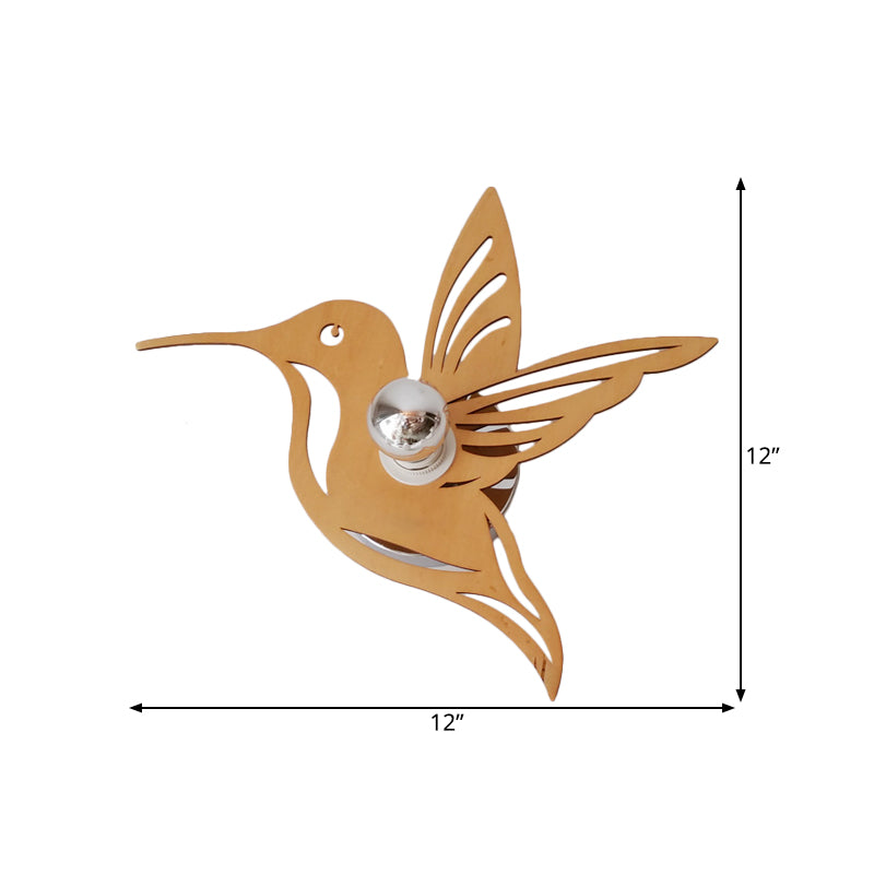 Contemporary Bird Shaped Sconce Light Wood 1 Bulb Bedside Wall Mount Lamp in Beige Clearhalo 'Modern wall lights' 'Modern' 'Wall Lamps & Sconces' 'Wall Lights' Lighting' 734783
